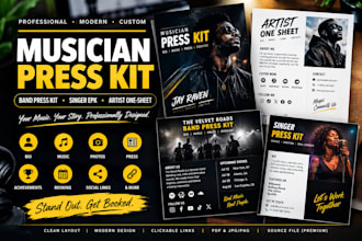 design musician press kit band press kit singer epk and artist one sheet