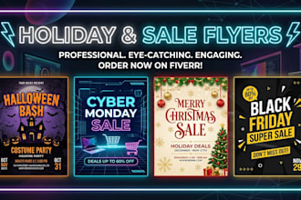 design halloween black friday christmas cyber monday flyers