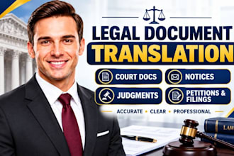 translate court docs notices judgments petitions filings accurate and clear work