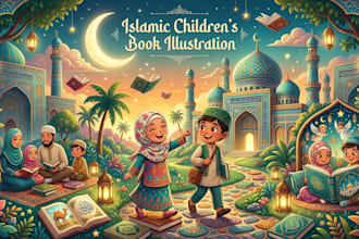 illustrate islamic muslim childrens books for KDP with beautiful storybook art