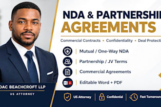 draft US nda partnership agreements and commercial contracts
