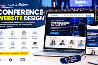 design a conference event website with ticket booking and registration