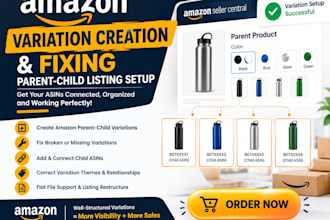 do amazon variation creation asin variation fixing parent child variation setup