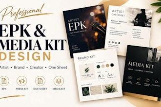 design epk press kit, artist epk one sheet brand kit media kit author epk