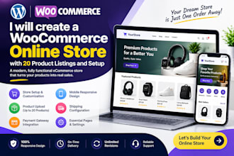 build a woocommerce online store with 20 product listings setup