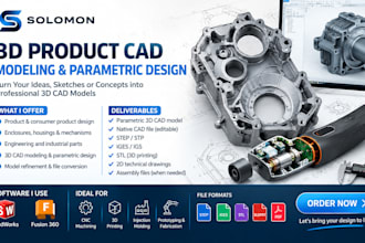 create professional 3d product cad models, parametric designs and prototypes