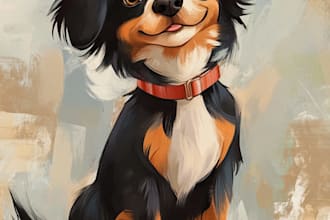 draw your cute pet into disney cartoon portrait style