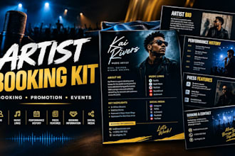 design artist booking kit, music promo kit and booking one sheet