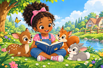 illustrate children story book, picture book, design 2d, 3d children story book