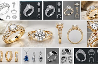 create 3d cad jewelry design for custom jewelry 3d printing and rendering