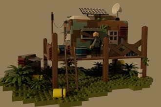 design custom 3d lego model lego set toys, house lego minifigure with pdf manual