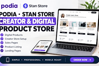 build podia website and stan store for creators and digital products