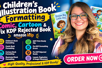 children illustration book formatting, comic, cartoon and fix kdp rejected book