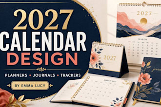 design printable 2027 calendars, planners, journals, and trackers for your brand