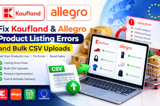 fix kaufland allegro listing errors, bulk csv upload eu marketplace products
