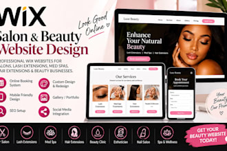 design wix salon website lash extension flyer med spa hair extension online book