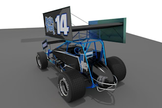 3d winged sprint car,vehicle chassis cad,motorsport render,rc car,wheel stl,3mf