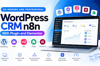 do modern and professional wordpress crm n8n with plugin and elementor