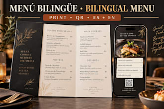 design or redesign your bilingual restaurant menu and qr menu