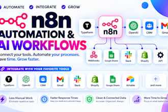 build n8n automation, typeform workflows, ai agents, CRM and API integrations