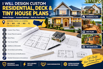 design custom residential, deck, and tiny house plans in ca wa  or ma fl