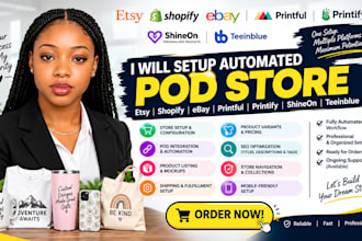 setup automated etsy shopify ebay printiful printify shineon teeinblue pod store