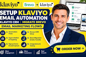 setup klaviyo email marketing flows  CRM migrate klaviyo email automation