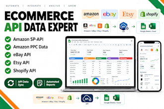 connect amazon sp api ppc ebay etsy shopify api to google sheets or excel