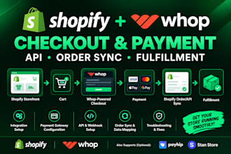 setup shopify order apis with shopify whop checkout payment gateway integration