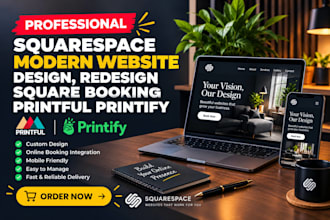 design, redesign squarespace website, squarespace development printful printify