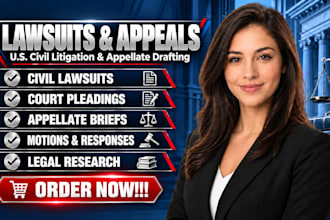 draft lawsuits, appeals, pleadings, appellate briefs as a US civil lawyer