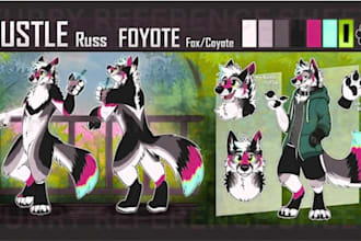 draw full body furry ref sheet fursona reference sheet anthro oc