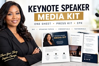 design keynote speaker media kit, one sheet, press kit, epk, speaker one sheet