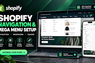 setup shopify navigation, mega menu and dropdown menu for your store