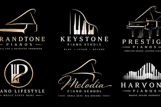 design a professional music, musician, keyboard, or musical education piano logo