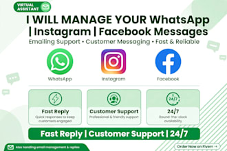 manage whatsapp instagram facebook as virtual assistant