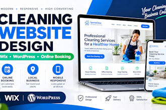 build professional cleaning website wix wordpress booking featur local business