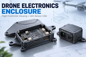 design drone electronics enclosure, flight controller housing and uav sensor cad