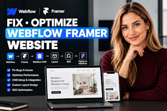 fix optimize webflow framer website, webflow cms, layout, SEO, figma to webflow