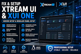 setup a professional  service, xtream ui, xui one whcms with security