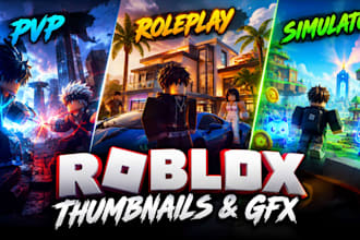 create eye catching roblox thumbnails, gfx and game artwork