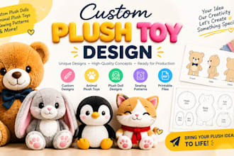 custom plush toy doll design handcrafted animal plush toy dolls pattern design
