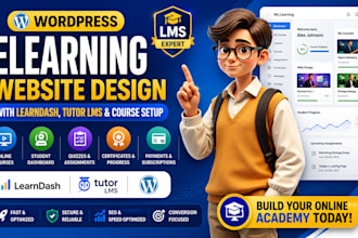 learndash online learning website development with courses, membership website
