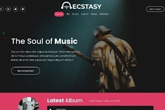 music website for music artist, producer, dj, band, record label, wordpress wix