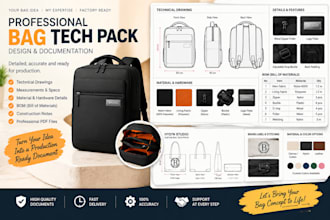 create handbag, luxury leather, canvas tote, duffle bag tech packs ready produce