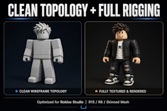 make custom roblox avatar, roblox character, roblox ugc ready with full rigging