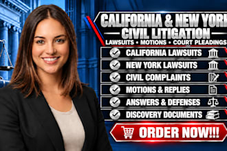 be your civil lawyer in california and new york for lawsuits and litigation