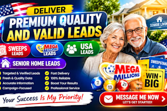 give fresh HQ sweeps leads, mega millions leads, first hit leads, bank leads
