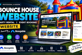bounce house website party rental website event booking website booqable website