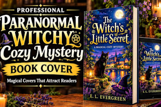 design a paranormal witchy cozy mystery book cover